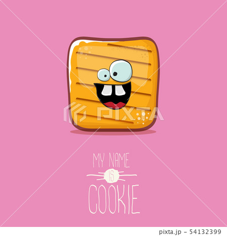 vector funny cookie character isolated on pink background. My name is cookie concept illustration vector funny cookie character isolated on pink background. My name is cookie concept illustration 54132399