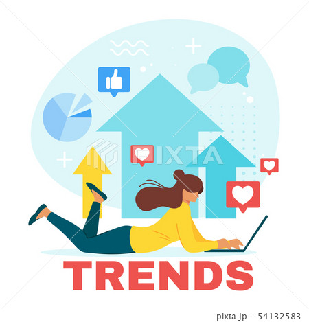 Girl searching trends vector web banner template Girl searching trends vector web banner template 54132583