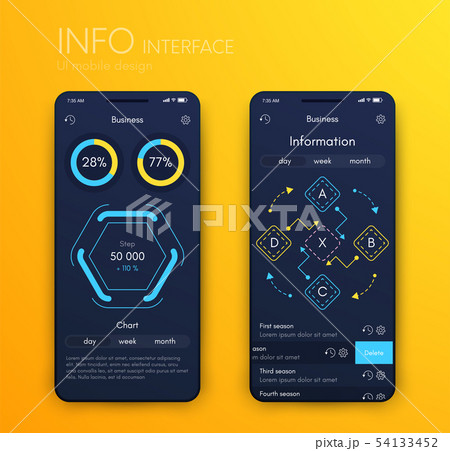 Vector graphics mobile infographics with two and four options. Template for creating mobile 54133452