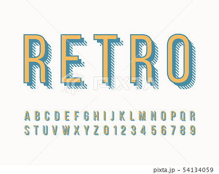Retro font and alphabet. Stock vector illustration 54134059