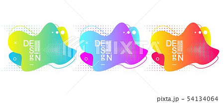 Set of modern minimal liquid gradient splashes with dynamic colors. Vector design for cover 54134064