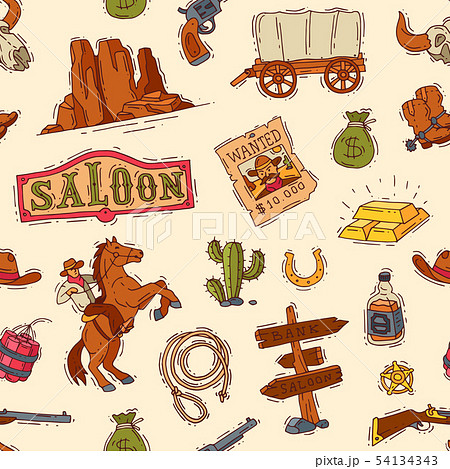 Wild west vector western cowboy or sheriff in wildlife desert with cactus illustration wildly Wild west vector western cowboy or sheriff in wildlife desert with cactus illustration wildly 54134343