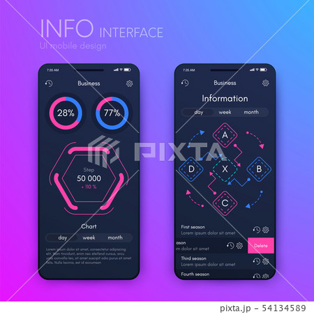 Vector graphics mobile infographics with two and four options. Template for creating mobile Vector graphics mobile infographics with two and four options. Template for creating mobile 54134589