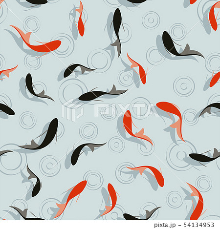 pattern. seamless. red fish. Chinese painting 54134953