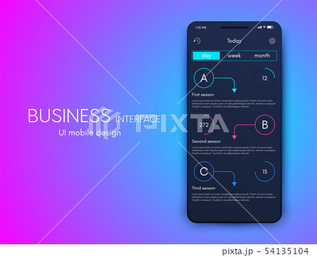 Vector graphics mobile infographics with three options. Template for creating mobile applications Vector graphics mobile infographics with three options. Template for creating mobile applications 54135104