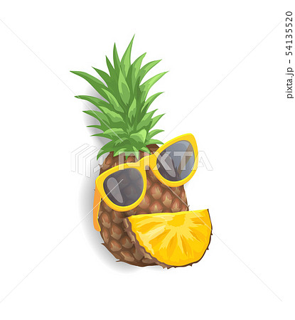 Pineapple With Sunglasses Vector Illustrationのイラスト素材