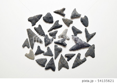 縄文時代の石器 石鏃 矢じりの写真素材