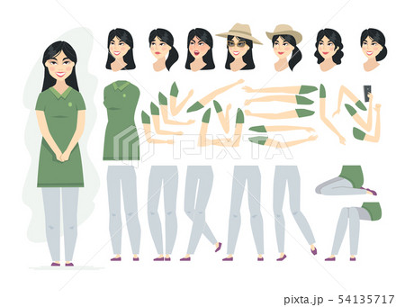 Chinese woman - vector cartoon people character constructor 54135717