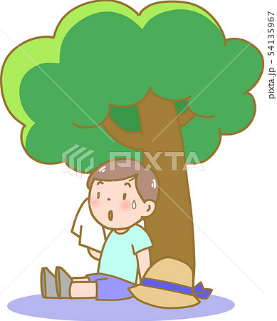 木陰で休む男の子のイラスト素材 54135967 Pixta