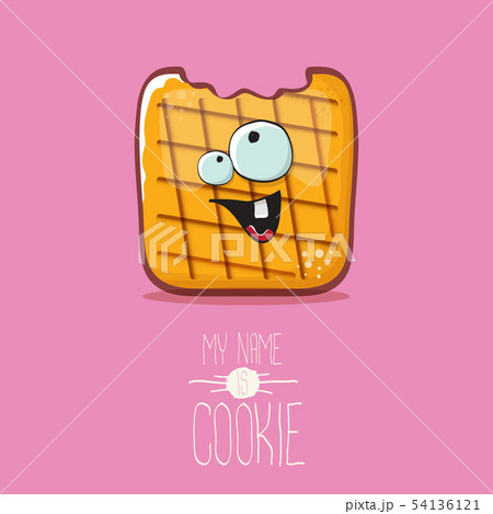 vector funny cookie character isolated on pink background. My name is cookie concept illustration vector funny cookie character isolated on pink background. My name is cookie concept illustration 54136121