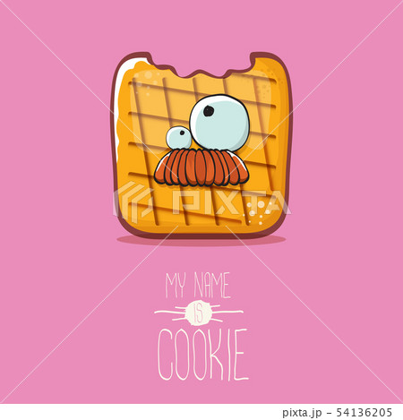 vector funny cookie character isolated on pink background. My name is cookie concept illustration vector funny cookie character isolated on pink background. My name is cookie concept illustration 54136205