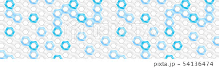 White and blue glossy hexagons tech abstract 54136474