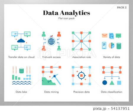 Data analytics icons flat pack 54137951
