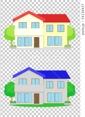 二階建て住宅　色違い　イラスト 54138437