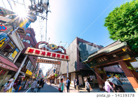 日本の東京都市景観 太陽光に映える巣鴨地蔵通商店街や高岩寺(とげぬき地蔵尊)などを望む 日本の東京都市景観 太陽光に映える巣鴨地蔵通商店街や高岩寺(とげぬき地蔵尊)などを望む 54139378