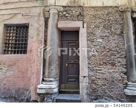 old roman columns inside medieval building in rome old roman columns inside medieval building in rome 54140205
