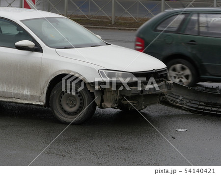 torn bumper accident on the road torn bumper accident on the road 54140421
