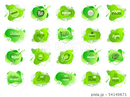 Organic Production Fresh Ingredients Logo Set 54140671