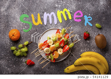 Fruit skewers, healthy summer snack 54141129