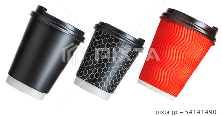 Set of coffee paper drinking cups on white background. 54141490