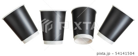 Set of coffee paper drinking cups on white background. Set of coffee paper drinking cups on white background. 54141504