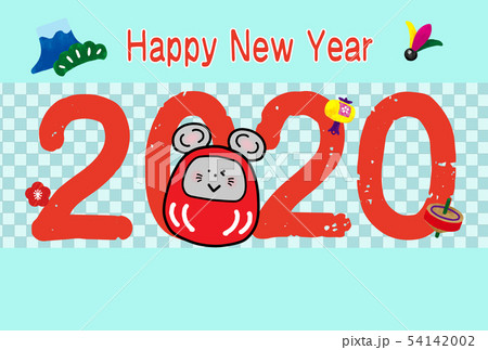 2020とだるまねずみ みずいろ市松 2020とだるまねずみ みずいろ市松 54142002