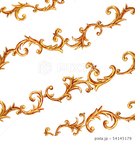 Golden baroque style elements glamour seamless 54145179