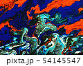 Liquid marbling paint background in orange. blue and turquoise colors. 54145547