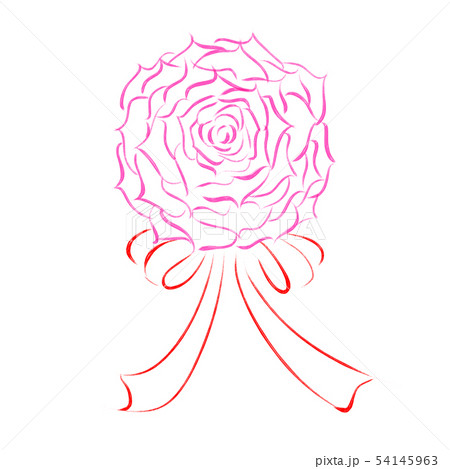ピンクのバラのメリアブーケのイラスト素材