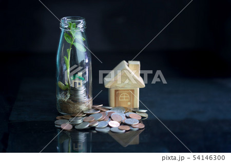 Home Insurance-A small house in a glass jar with Home Insurance-A small house in a glass jar with 54146300
