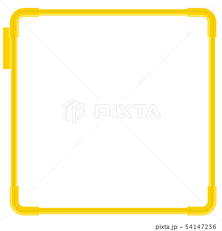 プラモデルのランナーフレームを模した飾り罫 正方形 黄色 ポップなイメージのオーナメントのイラスト素材