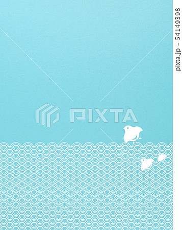 背景 和 和風 和柄 和紙 夏 水色 波 千鳥のイラスト素材