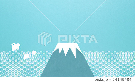 背景-和-和風-和柄-和紙-夏-水色-波-富士山-千鳥 背景-和-和風-和柄-和紙-夏-水色-波-富士山-千鳥 54149404