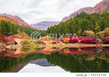 秋の碓氷峠　紅葉の碓氷湖 54151730
