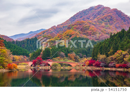 秋の碓氷峠　紅葉の碓氷湖 54151750