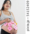 Body part pregnant belly with pink sticky notes on 54152409