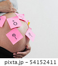 Body part pregnant belly with pink sticky notes on 54152411