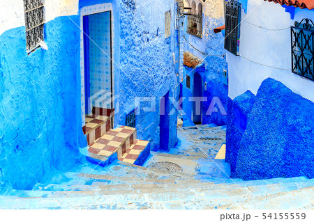 Chefchaouen, a city with blue painted houses. A 54155559