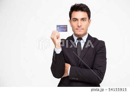 Portrait of a businessman holding atm or debit Portrait of a businessman holding atm or debit 54155915