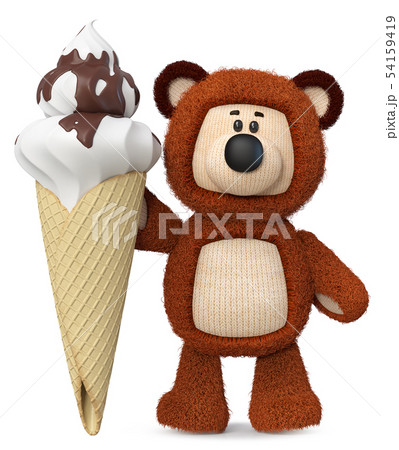 3d illustration funny bear with ice cream 3d illustration funny bear with ice cream 54159419