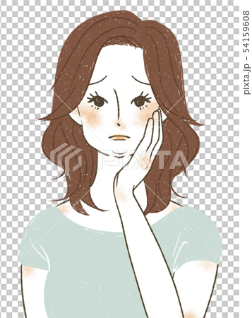 顔のむくみ・脂肪に悩む女性 顔のむくみ・脂肪に悩む女性 54159608