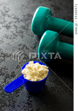 Whey protein powder. 54160471