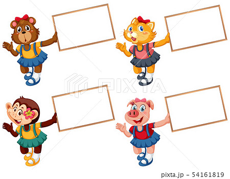 Set of cute animal with blank banner 54161819