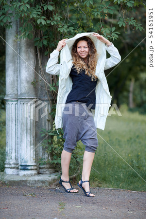 fashionable girl posing outdoor fashionable girl posing outdoor 54161951