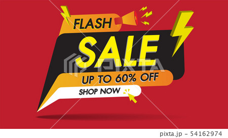 Flash sale banner promotion template design on red 54162974