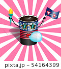A cup of hot americano in the vintage comic cartoon pop art style. A cartoon character a Cup of 54164399