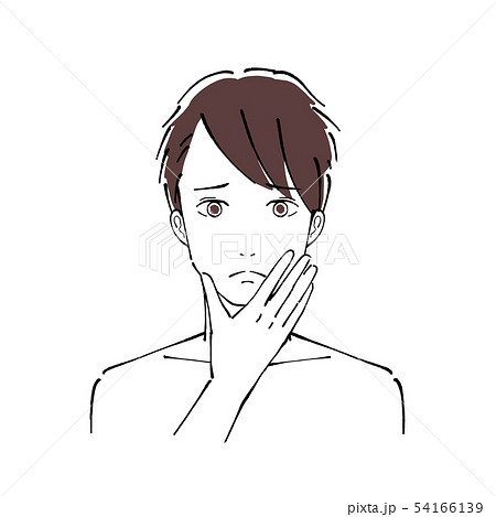男性の顔 悩みのイラスト素材