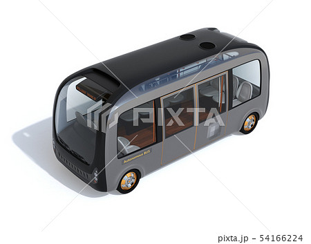 白バックに自動運転バスのイメージ。オリジナルデザイン 白バックに自動運転バスのイメージ。オリジナルデザイン 54166224