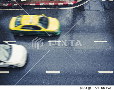 Taxi Cap car moving on street Bangkok transport Taxi Cap car moving on street Bangkok transport 54166458