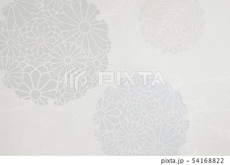 喪中-はがき-雪輪-菊-背景素材-和紙 54168822